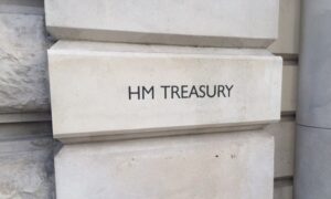 Photo of HM Treasury building sign