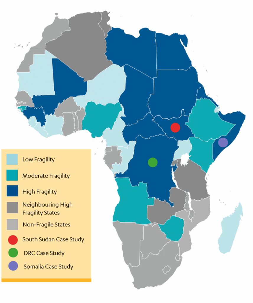 Map showing DFID's fragile state list 