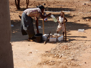 ‘Tippy-taps’ are a low cost way of improving handwashing. We saw how they had been introduced in locations such as schools in Mozambique and, as here, Zimbabwe
